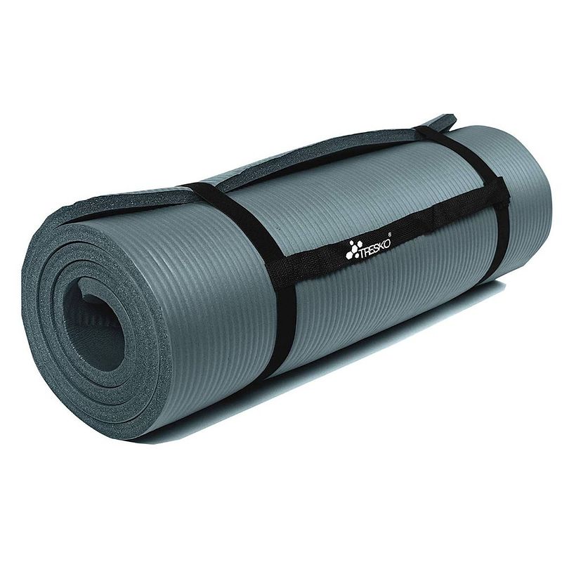 Foto van Yoga mat grijs/petrol, 190x100x1,5 cm, fitnessmat, pilates, aerobics
