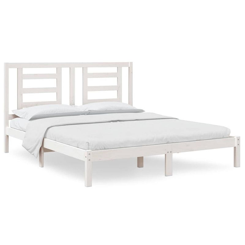 Foto van Vidaxl bedframe massief grenenhout wit 160x200 cm