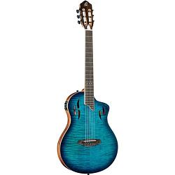 Foto van Ortega rtpdlx-fma tourplayer series deluxe flame maple gloss blue elektrisch-akoestische klassieke gitaar met gigbag