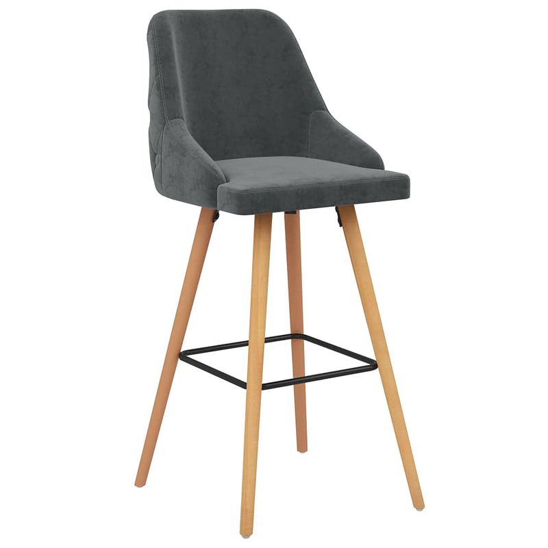 Foto van The living store barstoelen - fluweel - donkergrijs - 48 x 55 x 106 cm