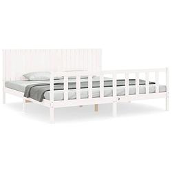 Foto van The living store bedframe massief grenenhout - 205.5 x 205.5 x 100 cm - wit