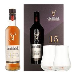 Foto van Glenfiddich 15 years solera + 2 glazen 70cl whisky