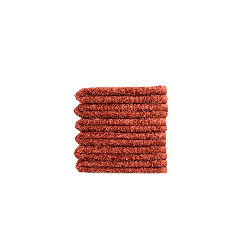 Foto van Seashell supreme gastendoek - 650 gram/m2 - 100% egyptisch katoen - terracotta - 6 stuks - 30x50cm