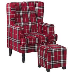 Foto van Beliani sandset - fauteuil met hocker-rood-polyester