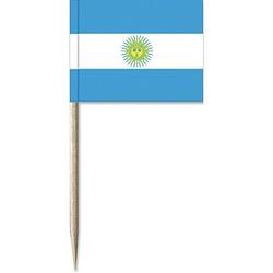 Foto van 100x vlaggetjes prikkers argentinie 8 cm hout/papier - cocktailprikkers