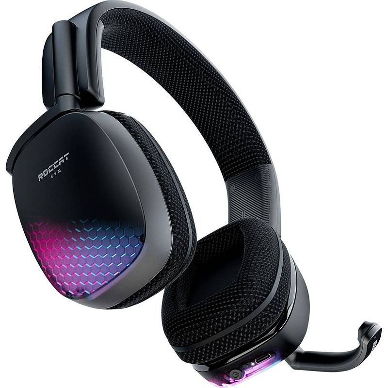 Foto van Roccat syn pro air over ear headset gamen bluetooth stereo zwart volumeregeling