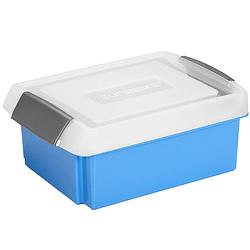 Foto van Sunware opslagbox kunststof 17 liter blauw 45 x 36 x 14 cm met hoge deksel - opbergbox