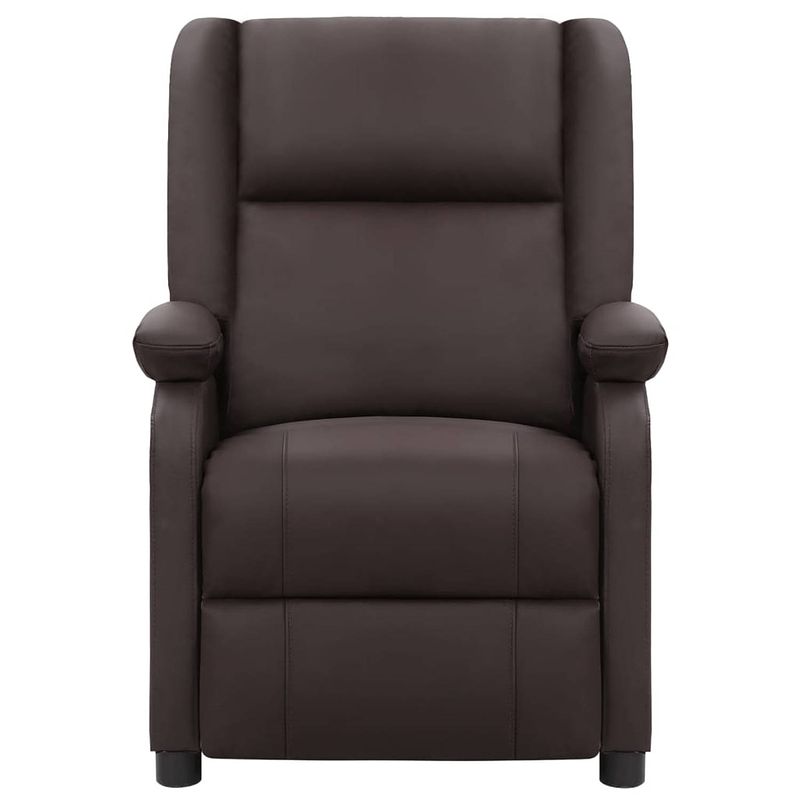 Foto van The living store verstelbare fauteuil - bruin leer - 71x90.5x96 cm - met verstelbare hoofdsteun en voetensteun