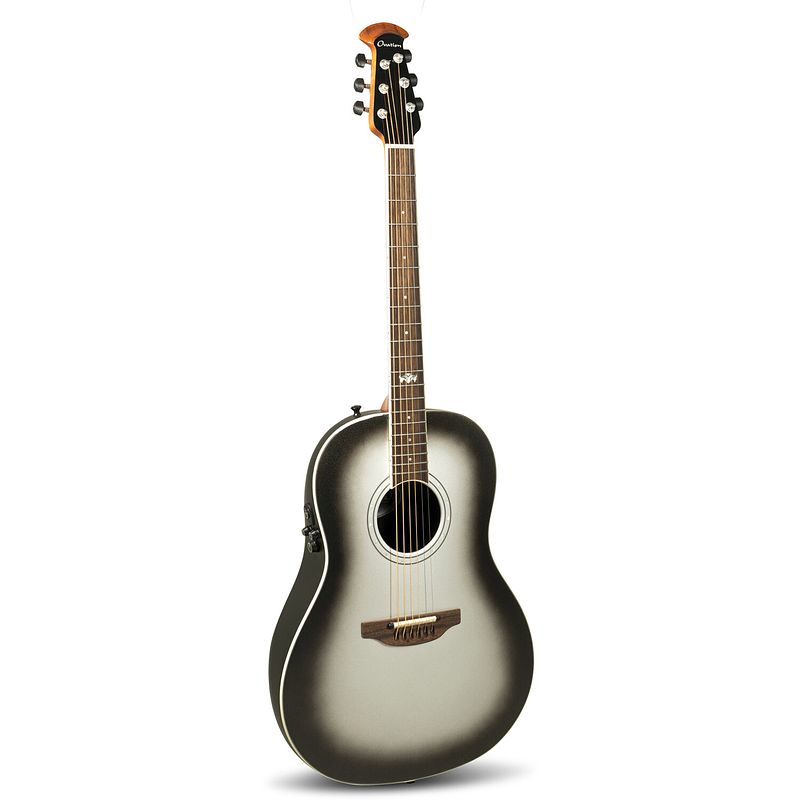 Foto van Ovation pro series ultra 1516ssm-g silver shadow elektrisch-akoestische gitaar met soft case