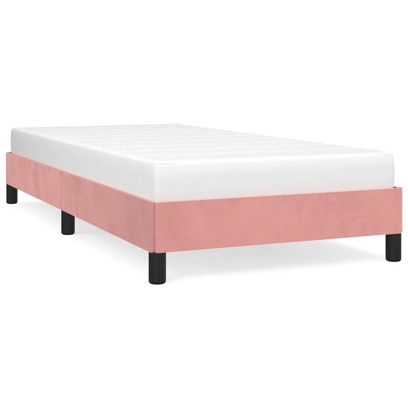 Foto van The living store bedframe the living store zacht fluweel - 203 x 93 x 25 cm - roze - geschikt voor 90 x 200 cm matras