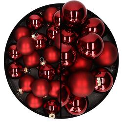 Foto van Othmar decorations kerstballen - 66x st - rood - glas - 4 en 6 cm - kerstbal