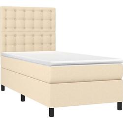 Foto van The living store boxspring - bed met matras en led 203x100x118/128 cm - crème