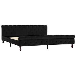 Foto van The living store klassiek bedframe - zwart - fluweel - 226 x 206.5 x 74 cm - grenenhouten poten