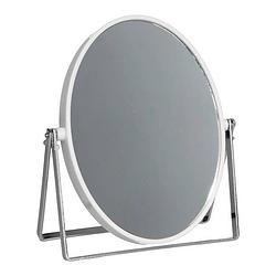Foto van Make-up spiegel 2-zijdig gebruik - vergrotend - dia 18 cm - wit/zilver - make-up spiegeltjes