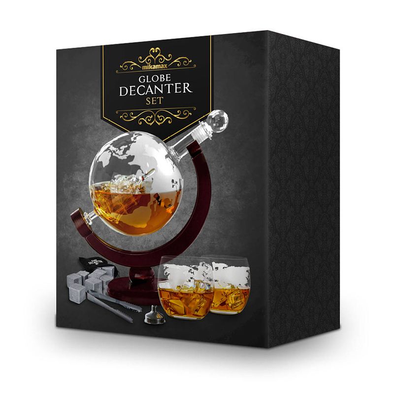 Foto van Globe whiskey decanter - 0.9l - inclusief 2 glazen