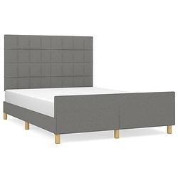 Foto van The living store bedframe donkergrijs - 193 x 146 x 118/128 cm - verstelbaar hoofdeind - ondersteunende poten