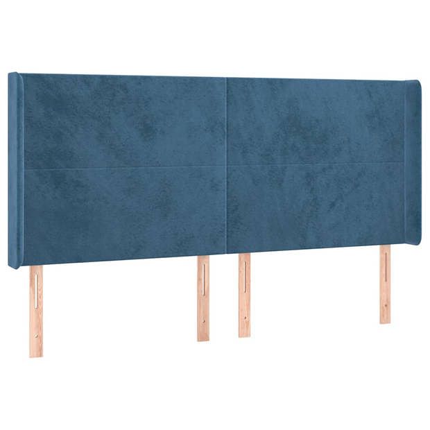 Foto van Vidaxl hoofdbord met randen 203x16x118/128 cm fluweel donkerblauw