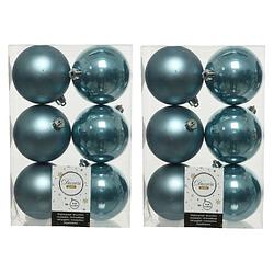 Foto van 12x stuks kunststof kerstballen ijsblauw (blue dawn) 8 cm glans/mat - kerstbal