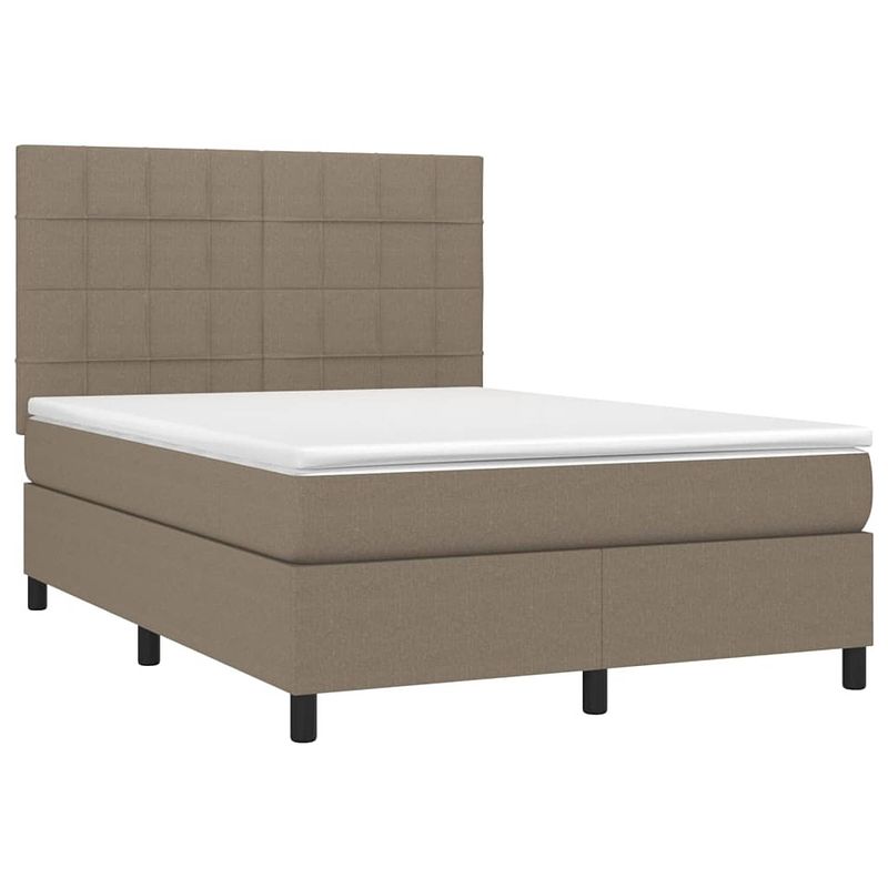 Foto van Vidaxl boxspring met matras stof taupe 140x200 cm