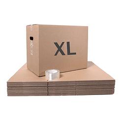 Foto van Verhuisdozen xl - 5 stuks - 96 liter - extra stevige verhuisdoos - dubbel golf karton - incl. tape