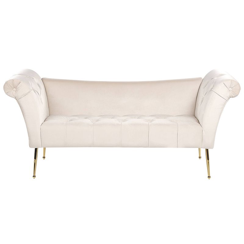 Foto van Beliani nantilly - chaise longue-beige-fluweel