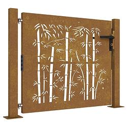 Foto van Infiori poort 105x105 cm bamboe-ontwerp cortenstaal