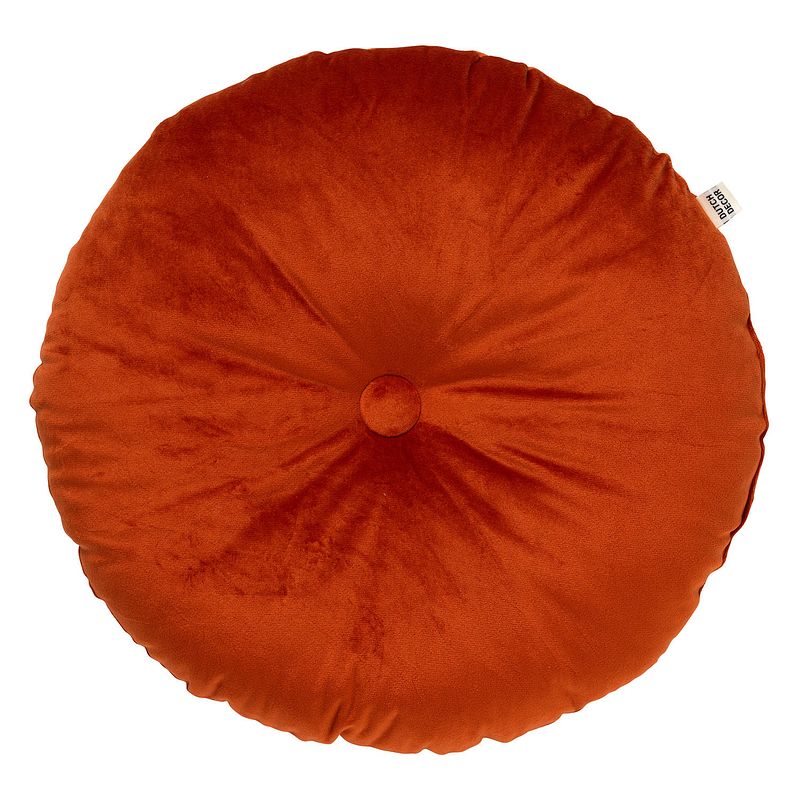 Foto van Dutch decor olly - sierkussen rond velvet potters clay 40 cm - oranje - oranje