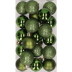 Foto van 20x stuks kunststof kerstballen dennengroen 3 cm mat/glans/glitter - kerstbal