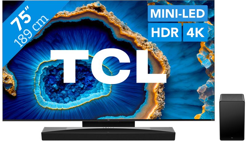 Foto van Tcl qd mini-led 75c803 (2023) + soundbar