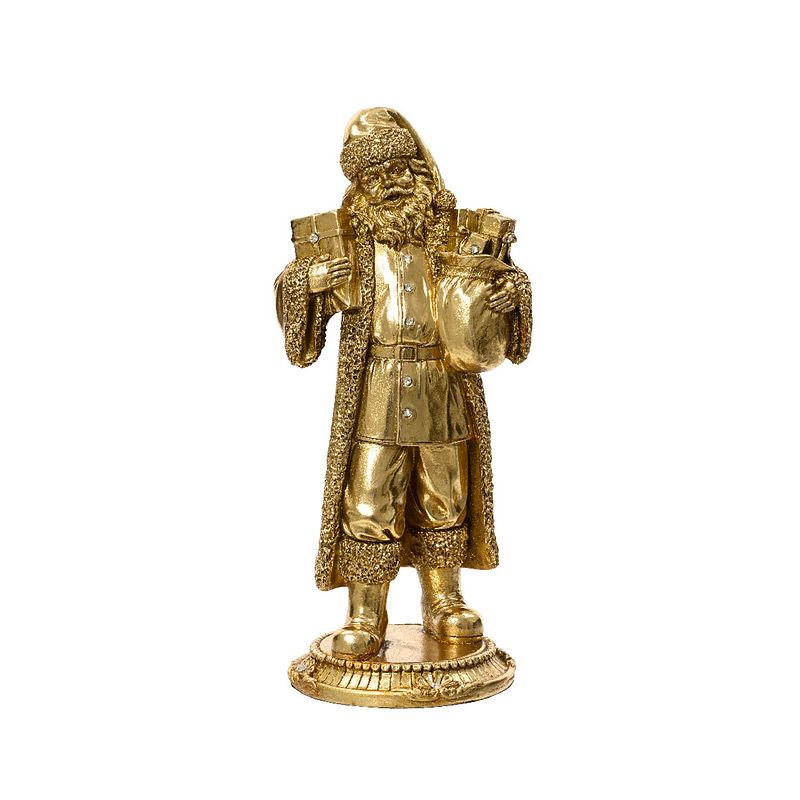 Foto van Decoris - kerstman polyresin l12b12h29 cm goud kerst