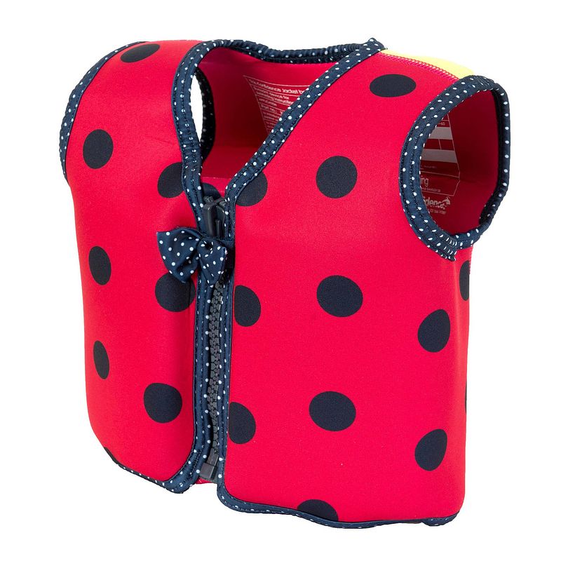 Foto van Konfidence zwemvest junior neopreen ladybird/polka maat 6-7 jaar