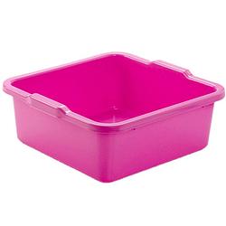 Foto van Set van 2x stuks kunststof teiltje/afwasbak vierkant 11 liter roze - afwasbak