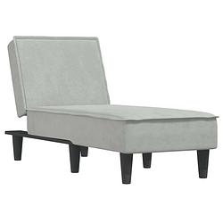 Foto van The living store chaise longue - verstelbaar - lichtgrijs - fluweel - 55 x 140 x 70 cm - max - 110 kg