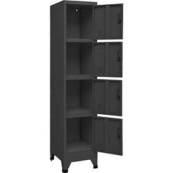 Foto van The living store lockerkast staal - 38 x 45 x 180 cm - 4 deuren - antraciet