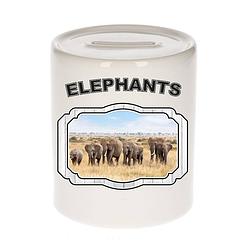 Foto van Dieren olifant spaarpot - elephants/ olifanten spaarpotten kinderen 9 cm - spaarpotten