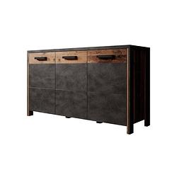 Foto van Meubella - dressoir baron - antraciet - eiken - 142 cm