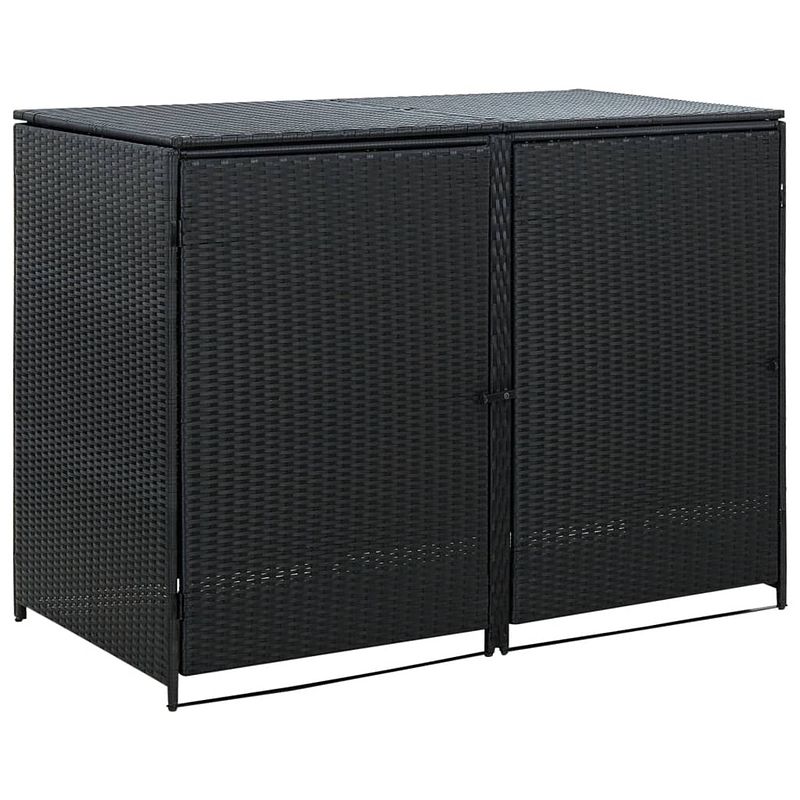 Foto van Vidaxl containerberging dubbel 148x80x111 cm poly rattan zwart