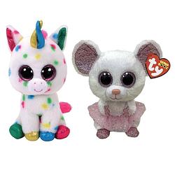 Foto van Ty - knuffel - beanie boo's - harmonie unicorn & nina mouse