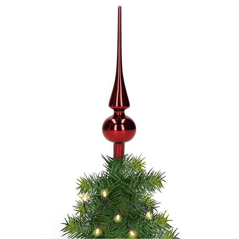 Foto van Glazen kerstboom piek/topper bordeaux rood glans 26 cm - kerstboompieken