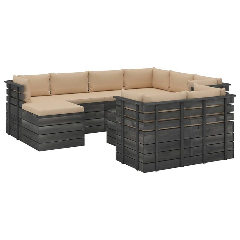 Foto van Vidaxl 10-delige loungeset met kussens pallet massief grenenhout