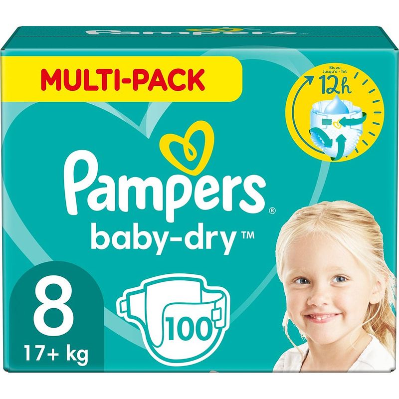 Foto van Pampers baby-droog grootte 8 - 100 lagen - 1 maandverpakking