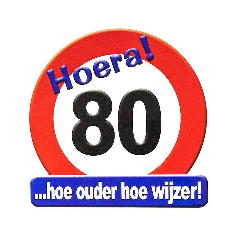 Foto van Hulde stopbord 80 jaar feestartikelen / versieringen - feestdecoratieborden