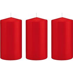 Foto van 3x kaarsen rood 8 x 15 cm 69 branduren sfeerkaarsen - stompkaarsen