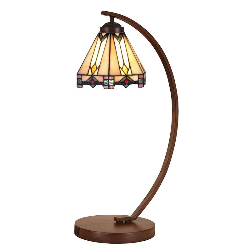 Foto van Lumilamp tiffany tafellamp ø 20x57 cm beige glas tiffany bureaulamp beige tiffany bureaulamp