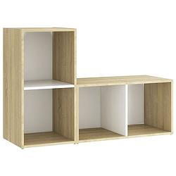 Foto van The living store tv-meubel - klassiek design - 72 x 35 x 36.5 cm - wit/sonoma eiken