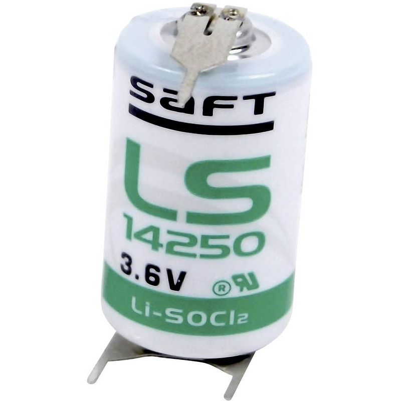 Foto van Saft ls 14250 3pfrp speciale batterij 1/2 aa u-soldeerpinnen lithium 3.6 v 1200 mah 1 stuk(s)