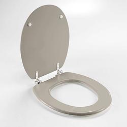 Foto van Wicotex-toiletbril-wc bril mdf mat taupe inclusief metallic scharnieren.