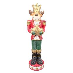 Foto van Clayre & eef beeld rendier 80 cm rood kunststof kerstdecoratie decoratief figuur rood kerstdecoratie decoratief figuur