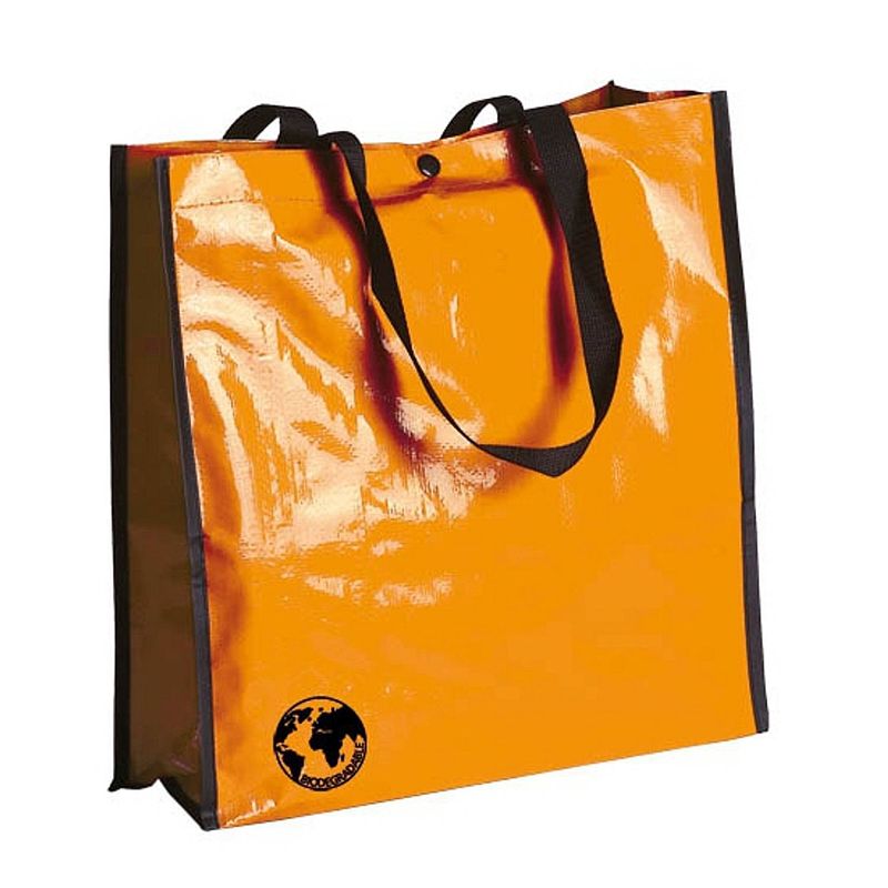 Foto van Eco shopper boodschappen opberg tas oranje 38 x 38 cm - shoppers