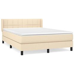 Foto van Vidaxl boxspring met matras stof crèmekleurig 140x190 cm